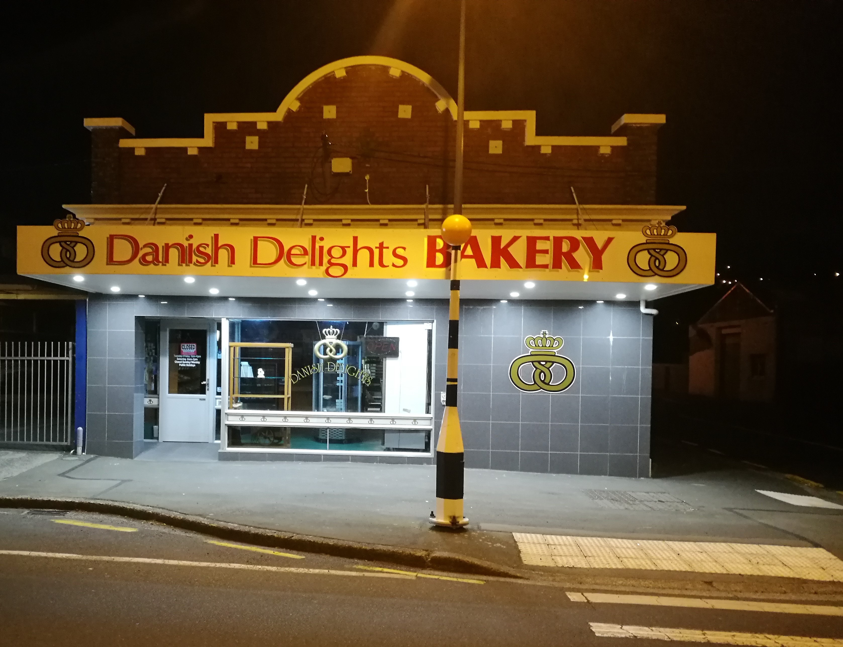 The bakery at night time